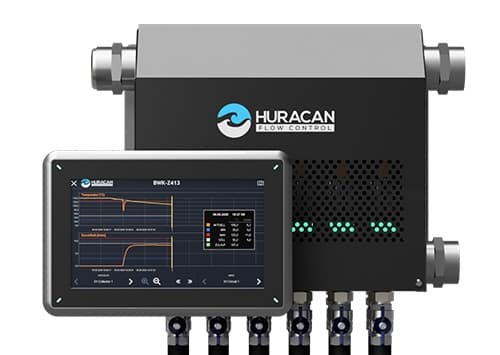 RTC Ultrasonic Flow Control System with touchscreen display showing cooling circuit monitoring